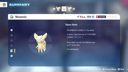 Pokemon Legends ZA Alpha Shiny Meowstic-M 6IV-EV Trained - Pokemon4Ever