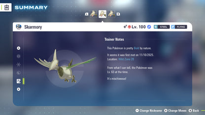 Pokemon Legends ZA Alpha Shiny Skarmory 6IV-EV Trained - Pokemon4Ever