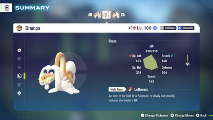 Pokemon Legends ZA Alpha Shiny Drampa 6IV-EV Trained - Pokemon4Ever