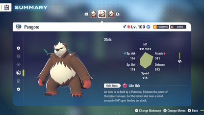 Pokemon Legends ZA Alpha Shiny Pangoro 6IV-EV Trained - Pokemon4Ever