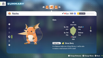 Pokemon Legends ZA Alpha Shiny Raichu 6IV-EV Trained - Pokemon4Ever