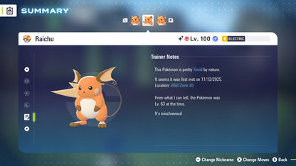 Pokemon Legends ZA Alpha Shiny Raichu 6IV-EV Trained - Pokemon4Ever