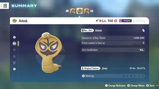 Pokemon Legends ZA Alpha Shiny Arbok 6IV-EV Trained - Pokemon4Ever