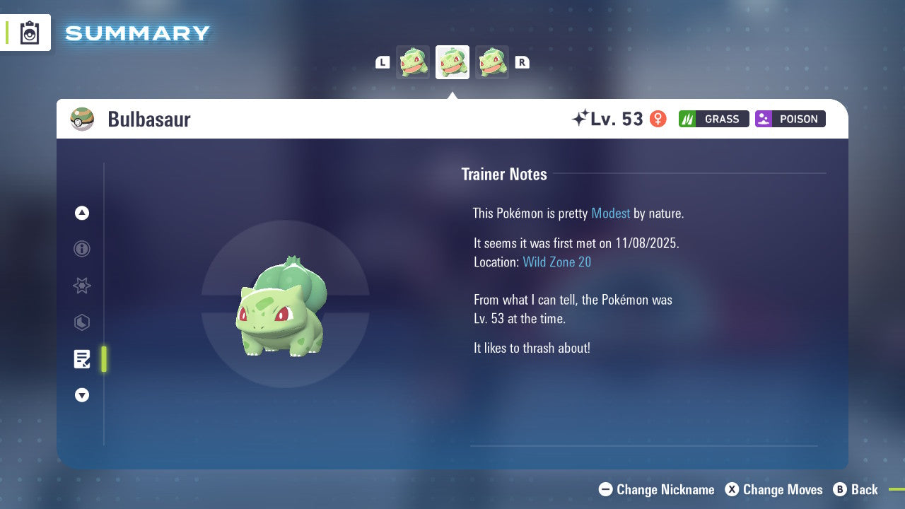 Pokemon Legends ZA Shiny Bulbasaur 6IV-EV Trained - Pokemon4Ever
