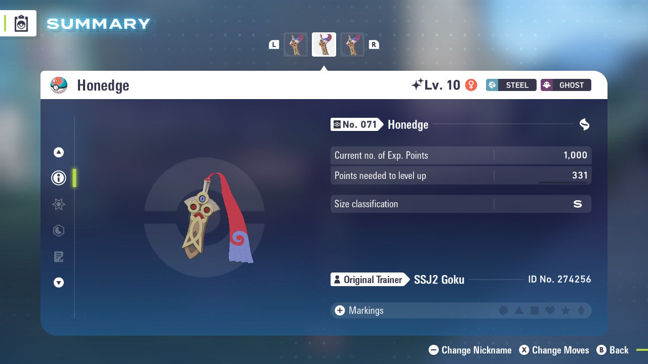 Pokemon Legends ZA Shiny Honedge 6IV-EV Trained - Pokemon4Ever