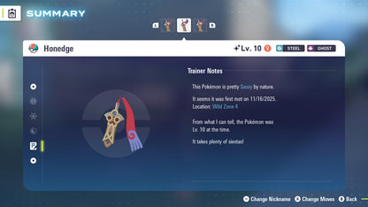 Pokemon Legends ZA Shiny Honedge 6IV-EV Trained - Pokemon4Ever