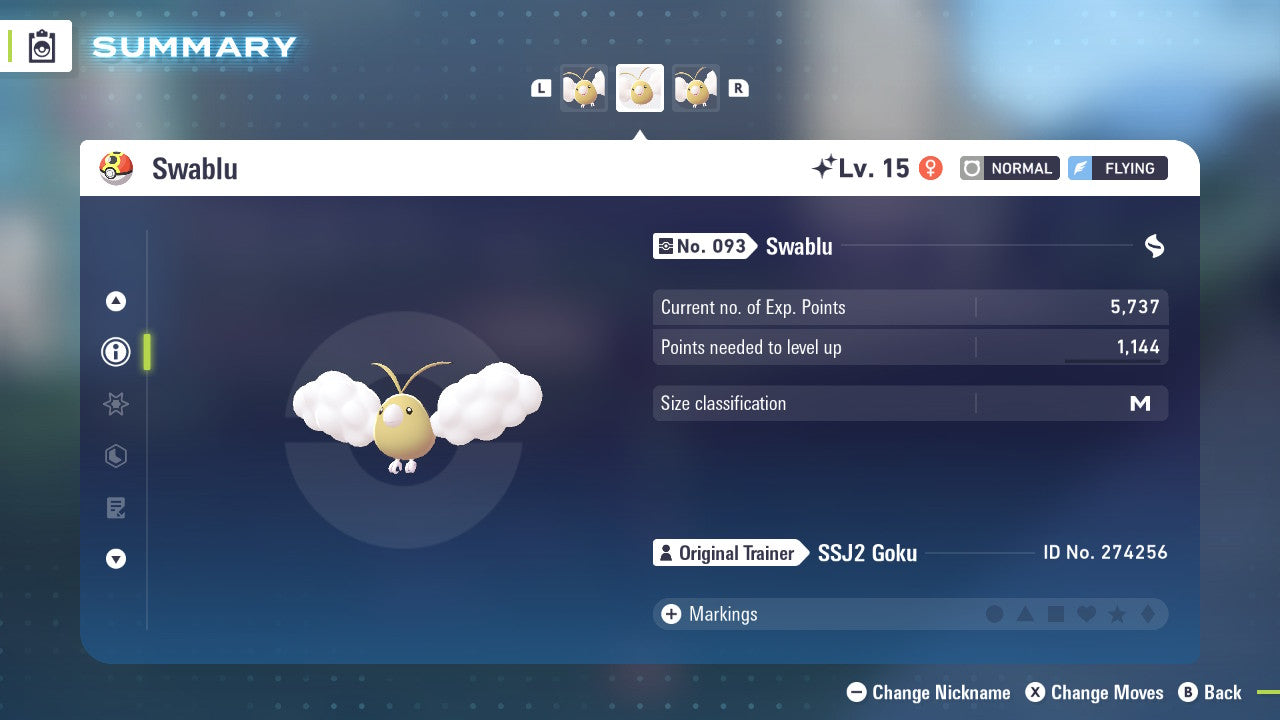 Pokemon Legends ZA Shiny Swablu 6IV-EV Trained - Pokemon4Ever