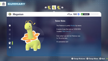 Pokemon Legends ZA Shiny Meganium 6IV-EV Trained - Pokemon4Ever