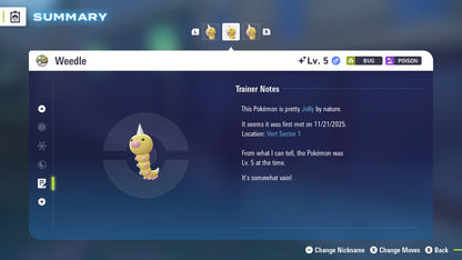 Pokemon Legends ZA Shiny Weedle 6IV-EV Trained - Pokemon4Ever