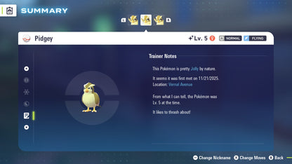 Pokemon Legends ZA Shiny Pidgey 6IV-EV Trained - Pokemon4Ever