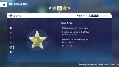 Pokemon Legends ZA Shiny Staryu 6IV-EV Trained - Pokemon4Ever