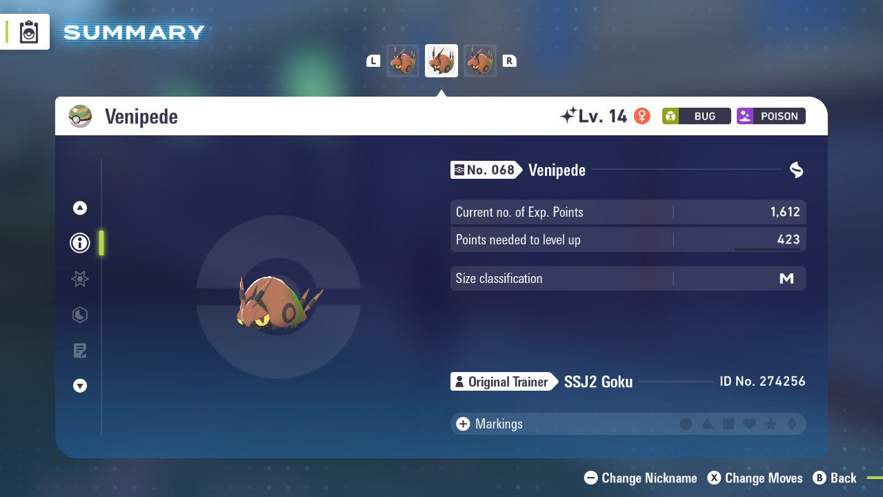 Pokemon Legends ZA Shiny Venipede 6IV-EV Trained - Pokemon4Ever