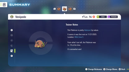 Pokemon Legends ZA Shiny Venipede 6IV-EV Trained - Pokemon4Ever