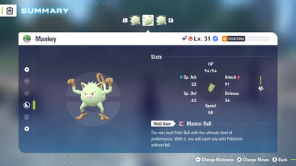 Pokemon Legends ZA Alpha Shiny Mankey 6IV-EV Trained - Pokemon4Ever