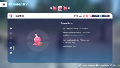 Pokemon Legends ZA Alpha Shiny Tinkatink 6IV-EV Trained - Pokemon4Ever