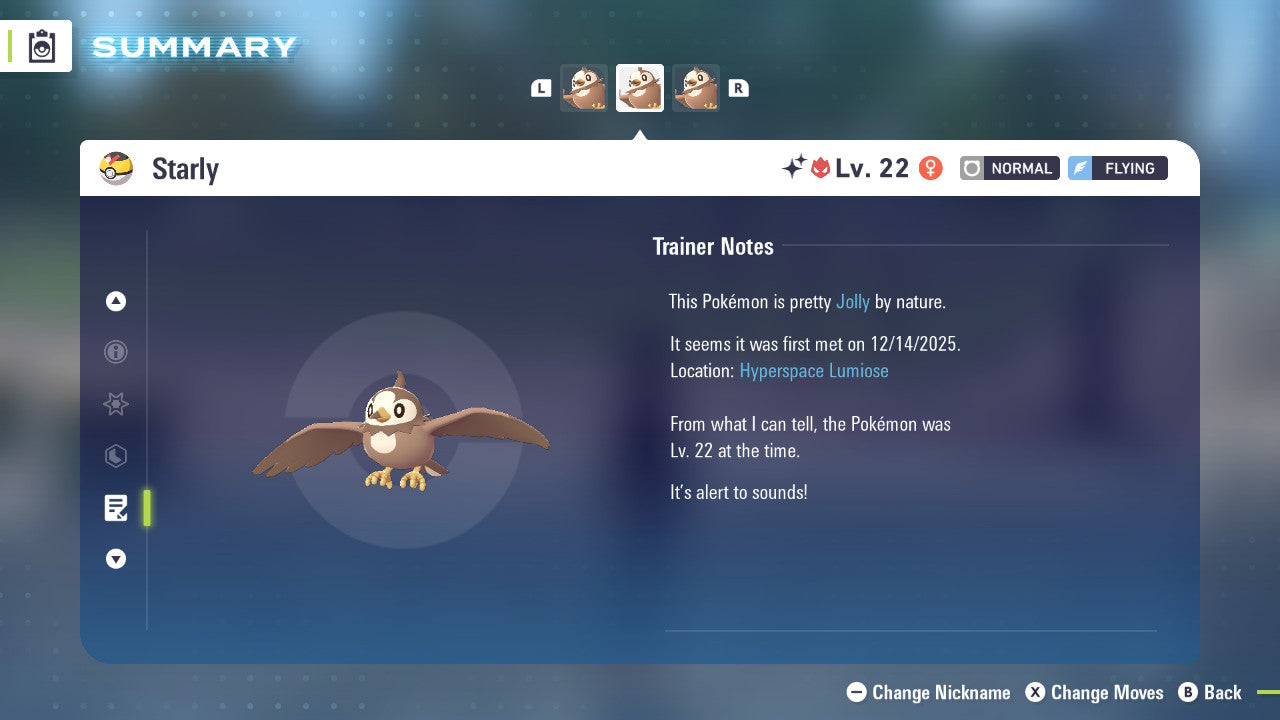 Pokemon Legends ZA Alpha Shiny Starly 6IV-EV Trained - Pokemon4Ever