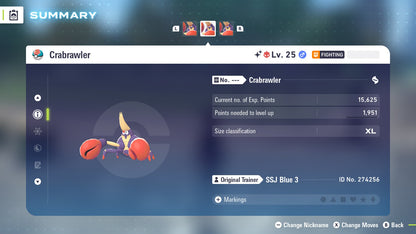 Pokemon Legends ZA Alpha Shiny Crabrawler 6IV-EV Trained