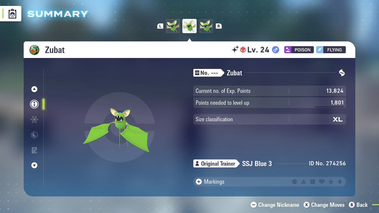 Pokemon Legends ZA Alpha Shiny Zubat 6IV-EV Trained - Pokemon4Ever