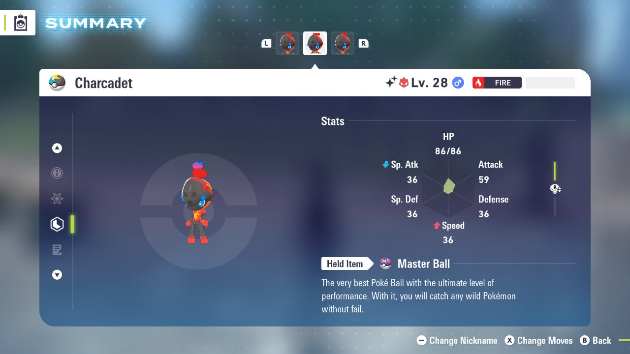 Pokemon Legends ZA Alpha Shiny Charcadet 6IV-EV Trained