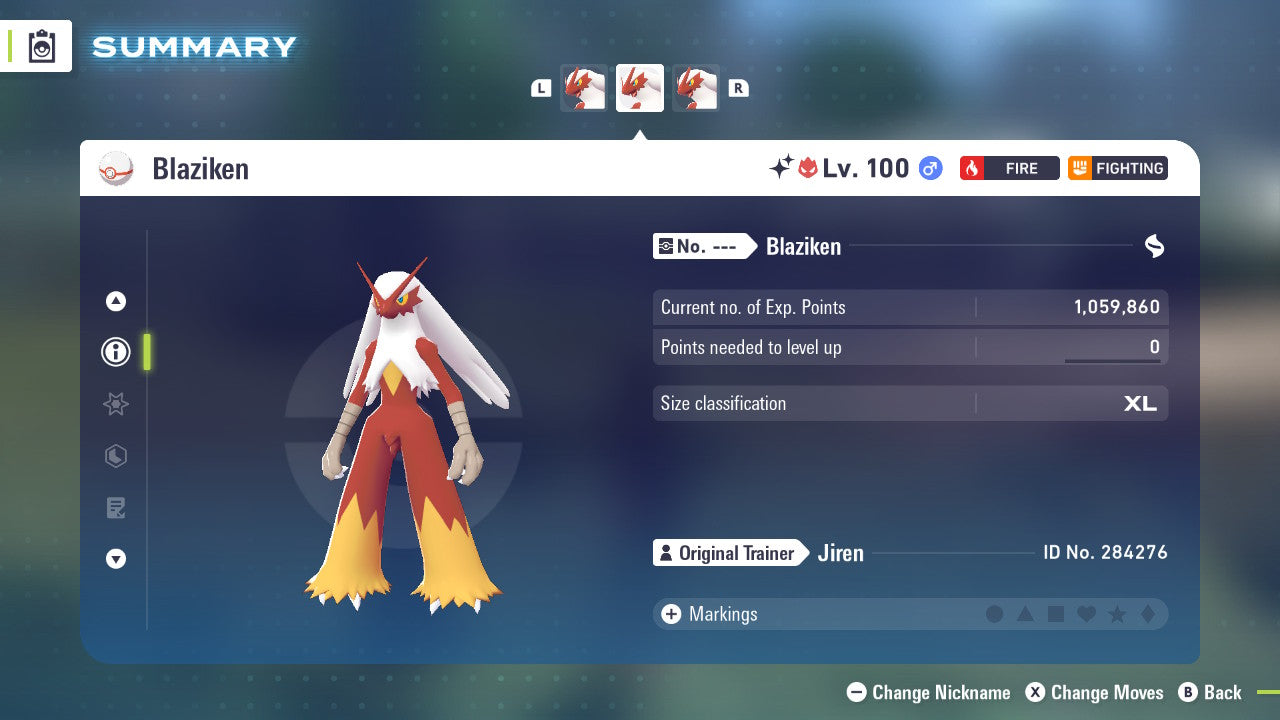 Pokemon Legends ZA Alpha Shiny Blaziken 6IV-EV Trained
