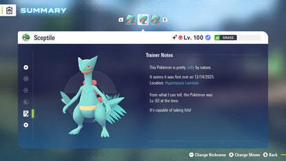 Pokemon Legends ZA Alpha Shiny Sceptile 6IV-EV Trained - Pokemon4Ever