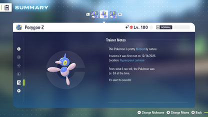 Pokemon Legends ZA Alpha Shiny Porygon-Z 6IV-EV Trained - Pokemon4Ever