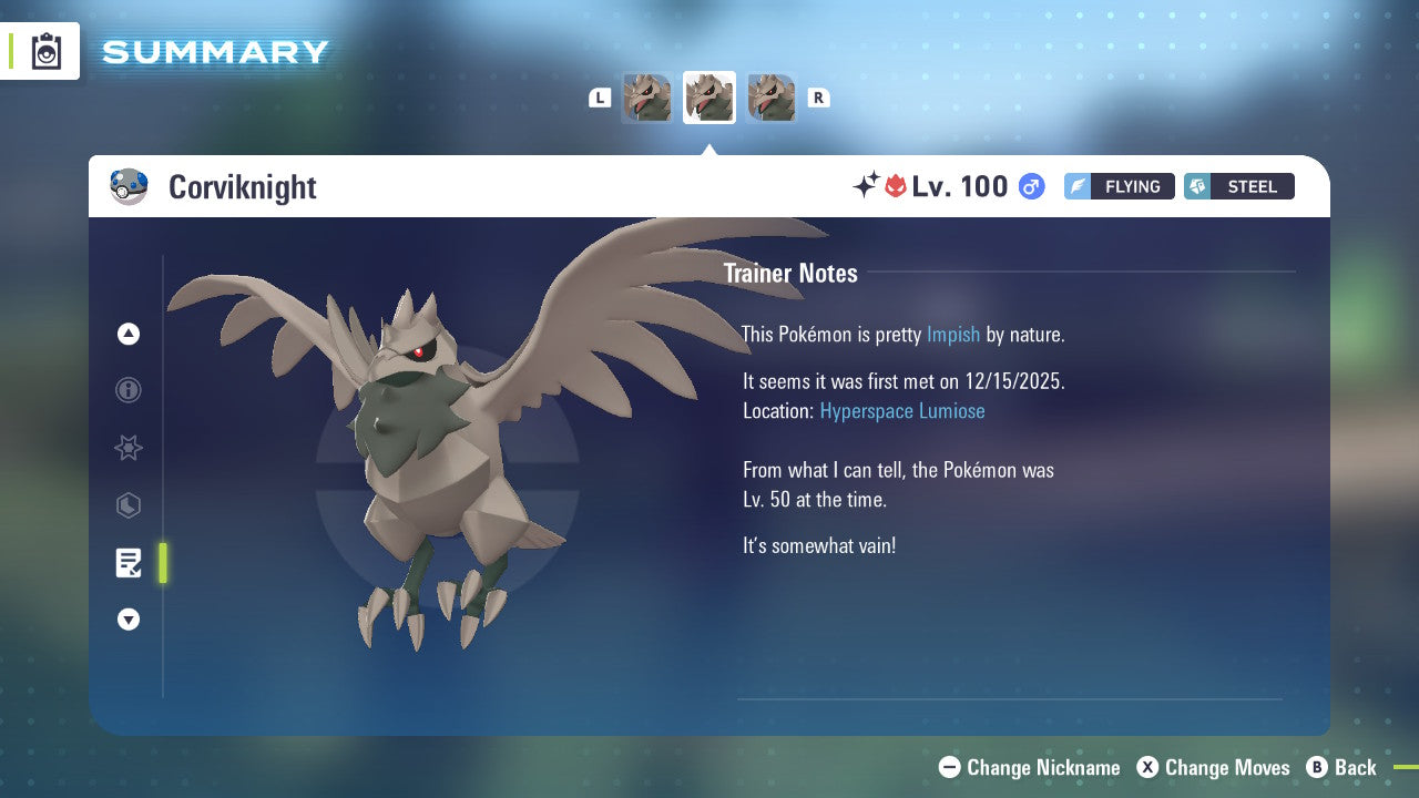 Pokemon Legends ZA Alpha Shiny Corviknight 6IV-EV Trained - Pokemon4Ever