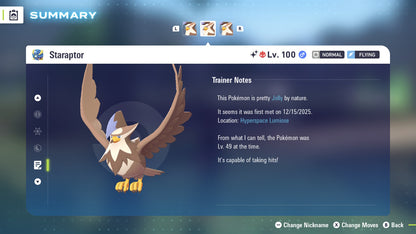Pokemon Legends ZA Alpha Shiny Staraptor 6IV-EV Trained - Pokemon4Ever