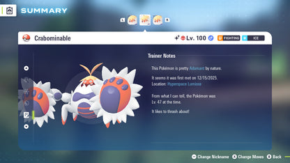 Pokemon Legends ZA Alpha Shiny Crabominable 6IV-EV Trained - Pokemon4Ever