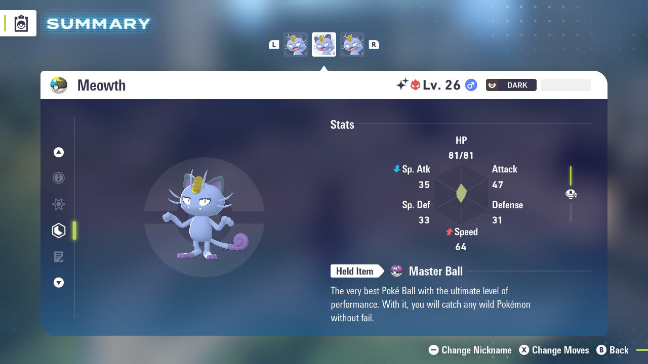 Pokemon Legends ZA Alpha Shiny Alolan Meowth 6IV-EV Trained - Pokemon4Ever