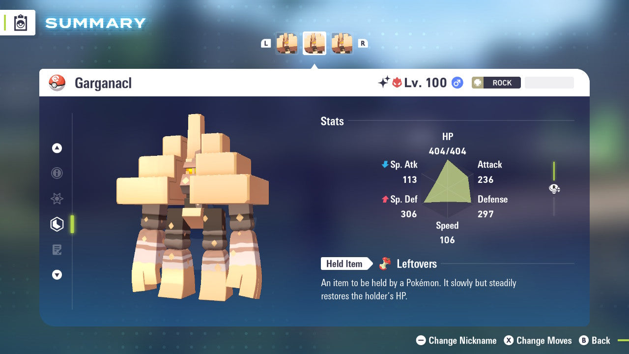 Pokemon Legends ZA Alpha Shiny Garganacl 6IV-EV Trained