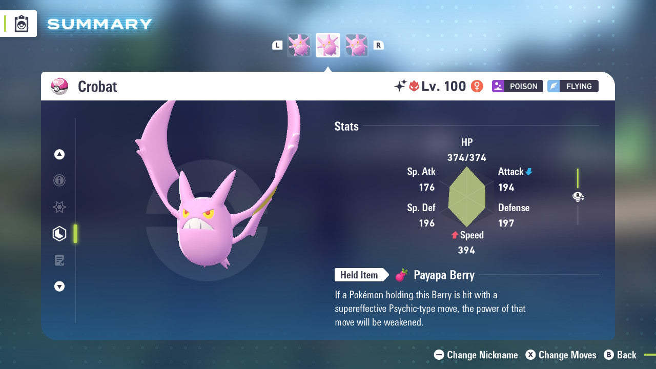 Pokemon Legends ZA Alpha Shiny Crobat 6IV-EV Trained