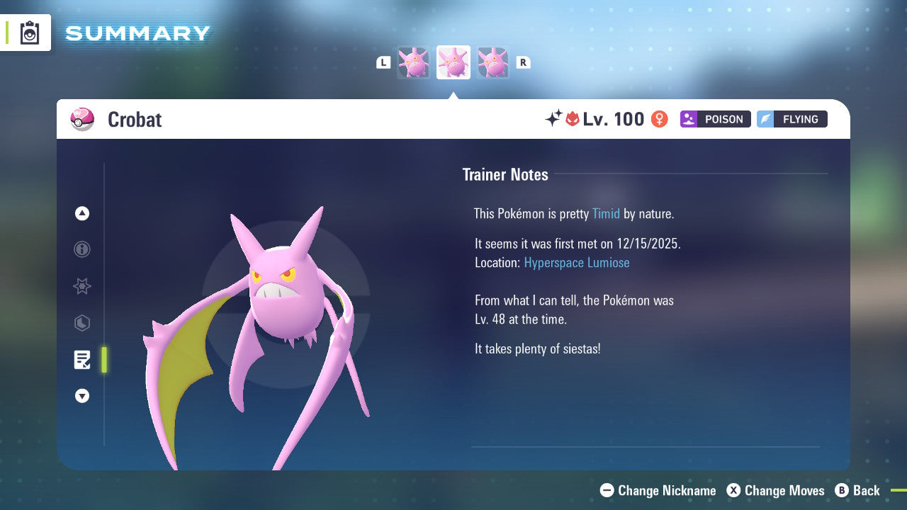 Pokemon Legends ZA Alpha Shiny Crobat 6IV-EV Trained