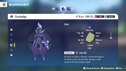 Pokemon Legends ZA Alpha Shiny Ceruledge 6IV-EV Trained