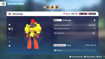 Pokemon Legends ZA Alpha Shiny Armarouge 6IV-EV Trained