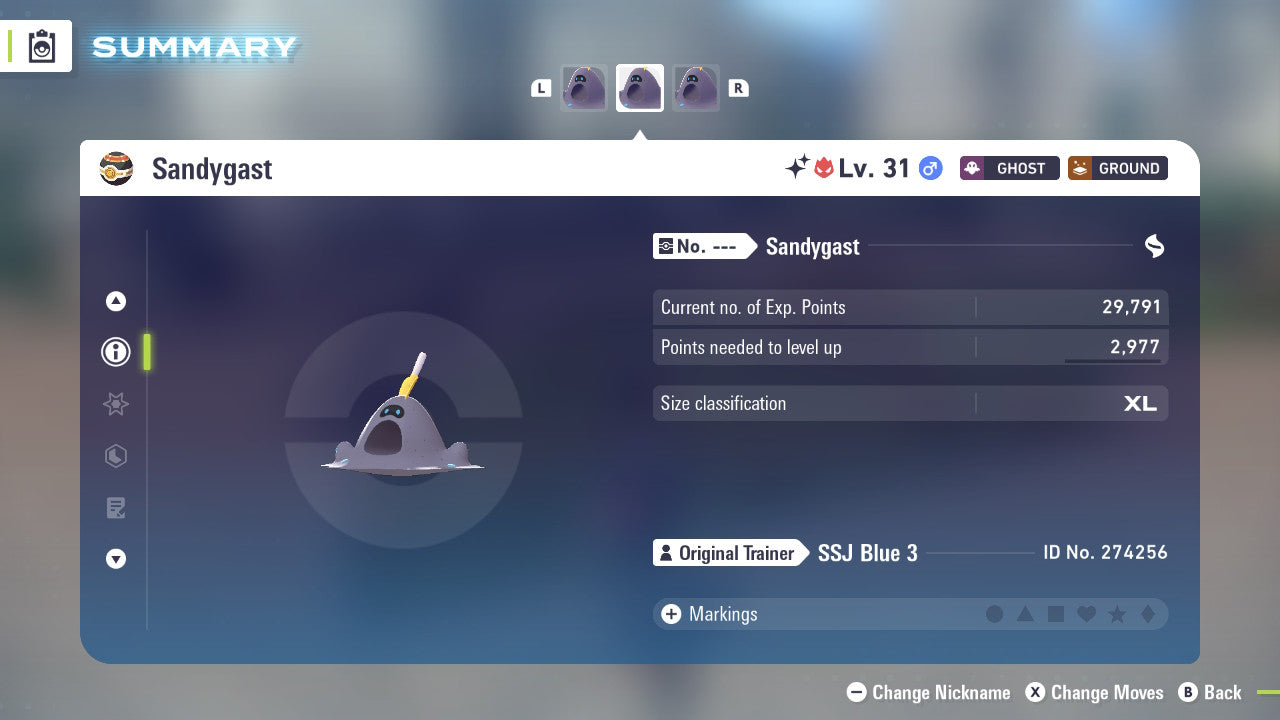 Pokemon Legends ZA Alpha Shiny Sandygast 6IV-EV Trained