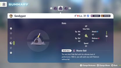 Pokemon Legends ZA Alpha Shiny Sandygast 6IV-EV Trained