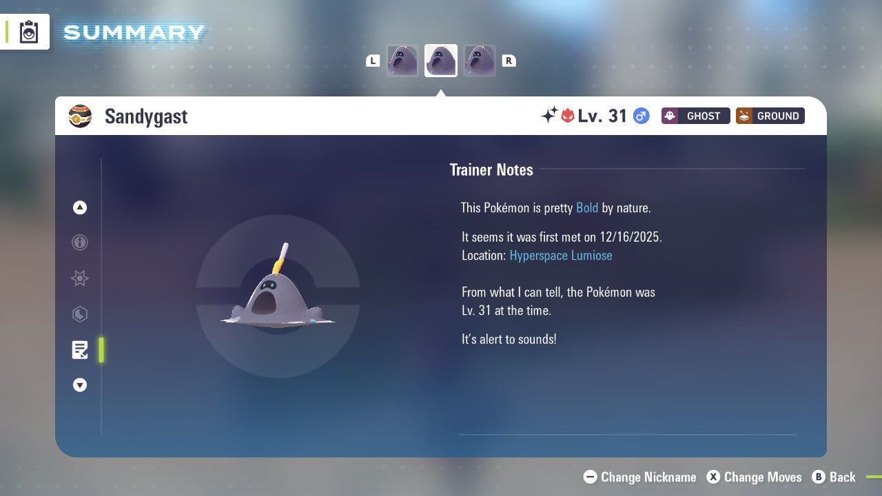 Pokemon Legends ZA Alpha Shiny Sandygast 6IV-EV Trained