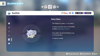 Pokemon Legends ZA Alpha Shiny Hisuian Qwilfish 6IV-EV Trained