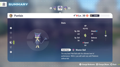 Pokemon Legends ZA Alpha Shiny Purrloin 6IV-EV Trained