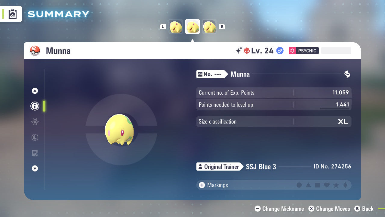 Pokemon Legends ZA Alpha Shiny Munna 6IV-EV Trained