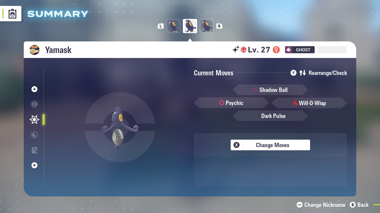 Pokemon Legends ZA Alpha Shiny Yamask 6IV-EV Trained