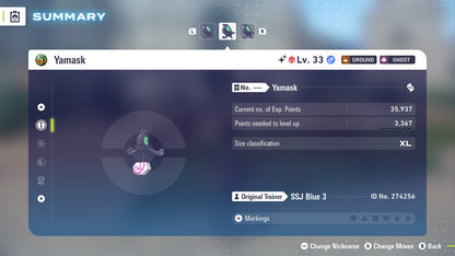 Pokemon Legends ZA Alpha Shiny Galarian Yamask 6IV-EV Trained