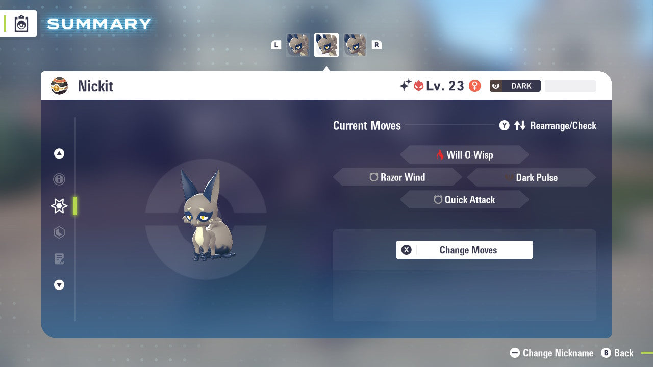 Pokemon Legends ZA Alpha Shiny Nickit 6IV-EV Trained