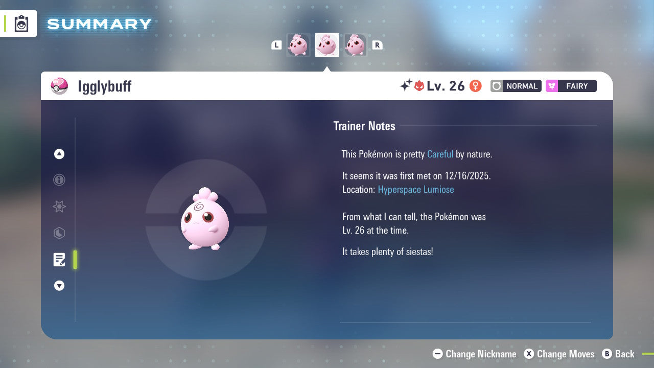 Pokemon Legends ZA Alpha Shiny Igglybuff 6IV-EV Trained