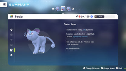 Pokemon Legends ZA Alpha Shiny Alolan Persian 6IV-EV Trained