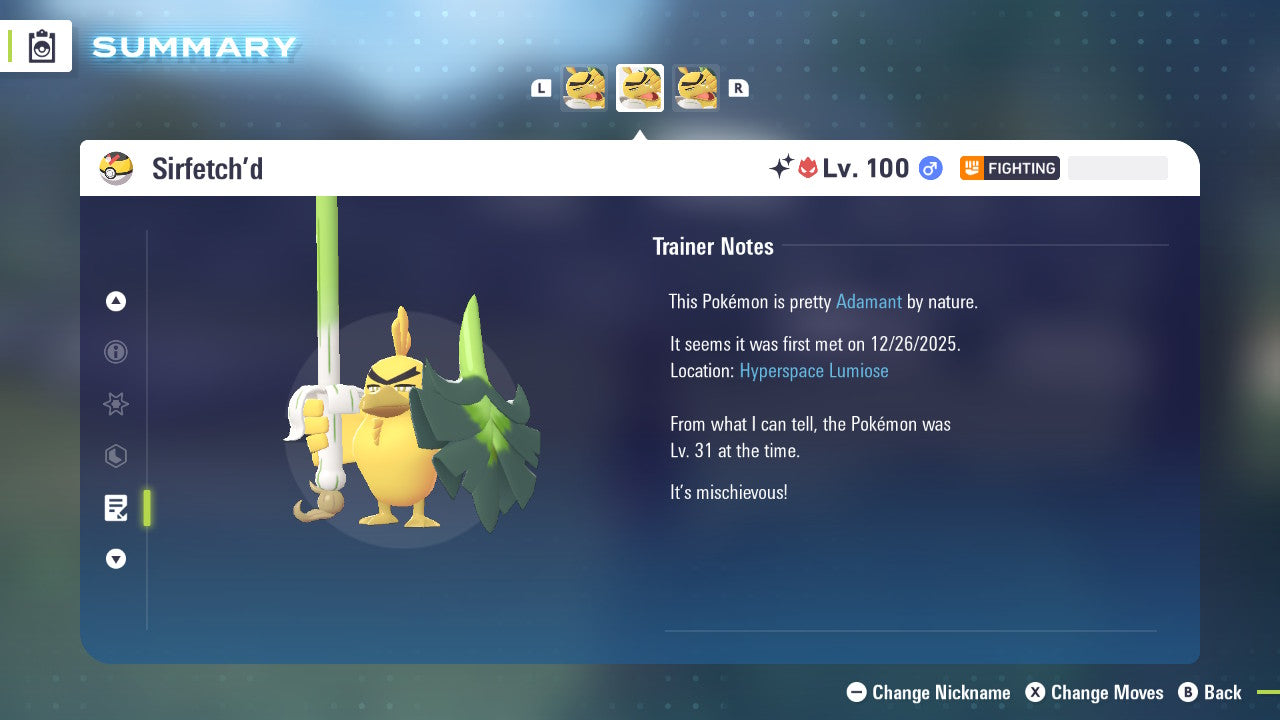 Pokemon Legends ZA Alpha Shiny Sirfetch’d 6IV-EV Trained