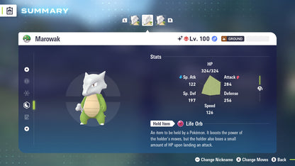 Pokemon Legends ZA Alpha Shiny Marowak 6IV-EV Trained