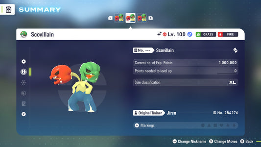 Pokemon Legends ZA Alpha Shiny Scovillain 6IV-EV Trained