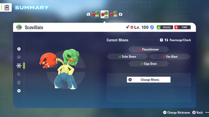 Pokemon Legends ZA Alpha Shiny Scovillain 6IV-EV Trained